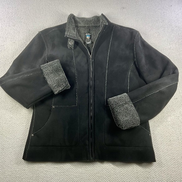 Kuhl Fleece Lined Jacket Full Zip Softshell‎ Black Coat Womens Size L - Picture 1 of 11